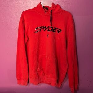 Spyder Hoodie Sweatshirt Adult Large Red Pullover Hooded Spellout Outdoors Mens